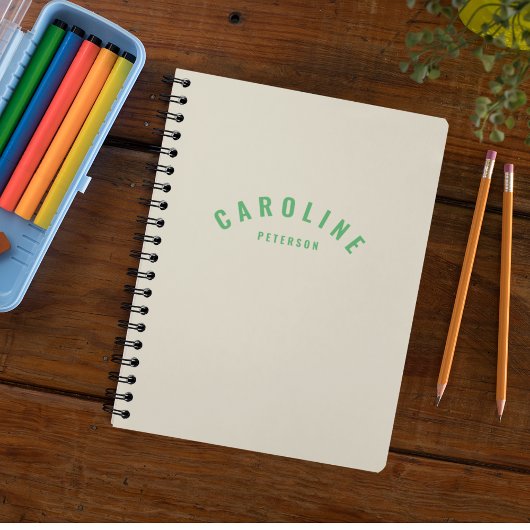 Einfache grüne Semi Circle Name Monogram Notizblock