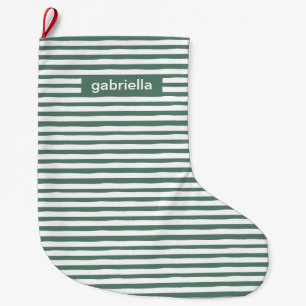Einfache grüne Streifen mit Namen Großer Weihnachtsstrumpf