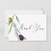 Einfache grüne und schwarze Olive Branch Wasserfar Dankeskarte (Vorderseite)