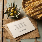 Einfache grüne und schwarze Olive Branch Wasserfar Dankeskarte