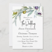 Einfache grüne und schwarze Olive Branch Wasserfar Einladung (Vorderseite)