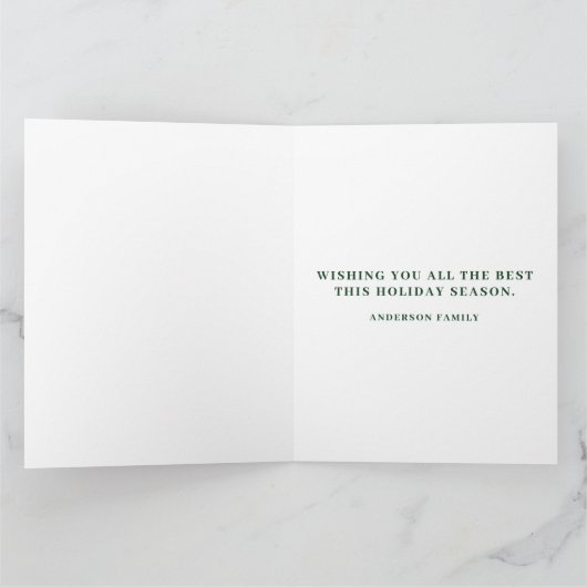 Einfache grüne Weihnachtsbaum-Faltkarte Karte (Innenseite)