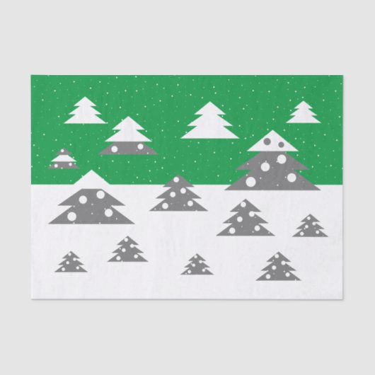 Einfache grüne Weihnachtsbaum Muster Schneeschuhwa Seidenpapier (Vorderseite)