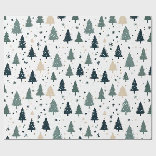Einfache grüne Weihnachtsbaume Geschenkpapier (Flach)