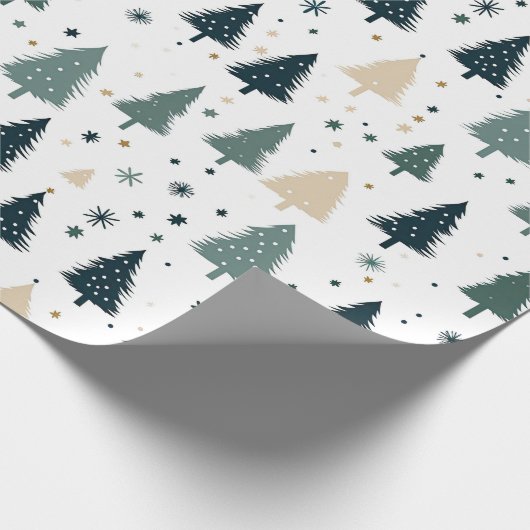 Einfache grüne Weihnachtsbaume Geschenkpapier (Ecke)