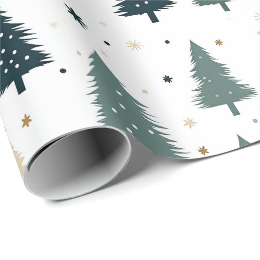 Einfache grüne Weihnachtsbaume Geschenkpapier (Rolleneckpunkt)