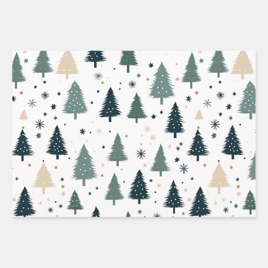 Einfache grüne Weihnachtsbaume Geschenkpapier Set (Vorderseite 2)