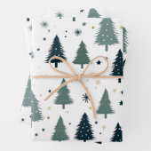 Einfache grüne Weihnachtsbaume Geschenkpapier Set (Beispiel)