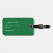 Einfache grüne Weiße Linie Fett Monogramm Gepäckanhänger (Rückseite horizontal)