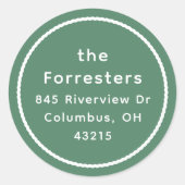 Einfache grüne weiße Rahmen Weihnachten Rücksendea Runder Aufkleber (Vorderseite)