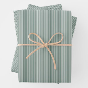 Einfache grüne weiße Streifen Weihnachtsfeiertag Geschenkpapier Set