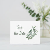 Einfache Grünflächen Botanisch Save the Date Postkarte (Stehend Vorderseite)