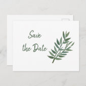 Einfache Grünflächen Botanisch Save the Date Postkarte (Vorne/Hinten)