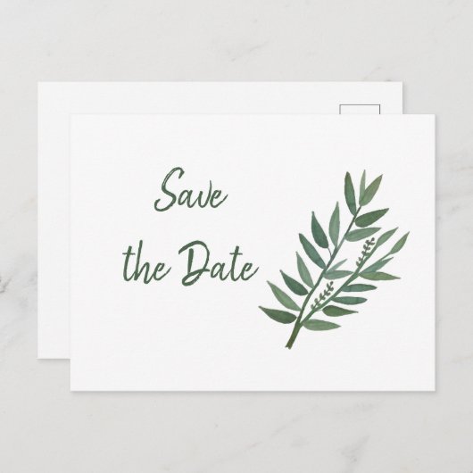 Einfache Grünflächen Botanisch Save the Date Postkarte (Vorne/Hinten)