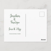 Einfache Grünflächen Botanisch Save the Date Postkarte (Rückseite)