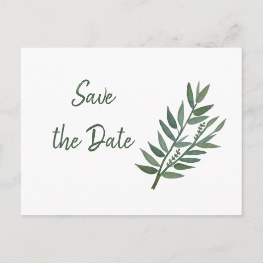 Einfache Grünflächen Botanisch Save the Date Postkarte (Vorderseite)