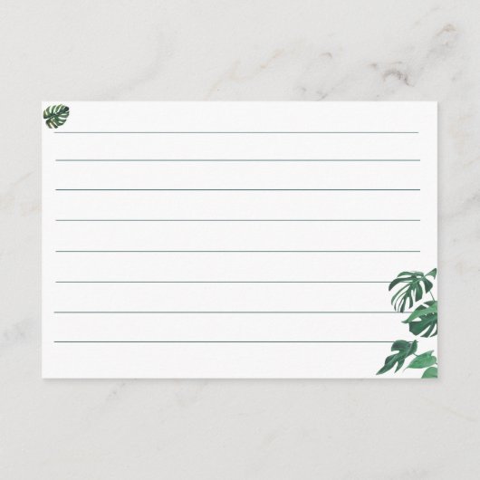 Einfache Grünflächen Minimalistisches Brautparty R Begleitkarte (Rückseite)