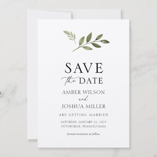 Einfache Grünflächen Save the Date Einladung (Vorderseite)