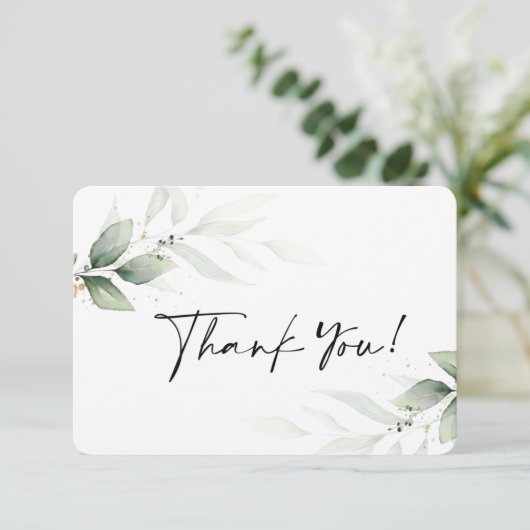 Einfache Grünkarte Dankeskarte (Stehend Vorderseite)