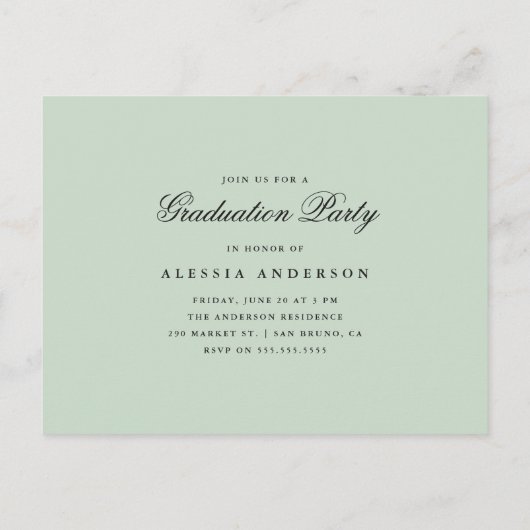 Einfache Grünpartei für Wasserfarben Einladungspostkarte (Rückseite)