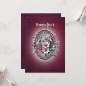 Einfache Grußkarte, Himbeer-Magnolie Karte (Vorderseite/Rückseite Beispiel)