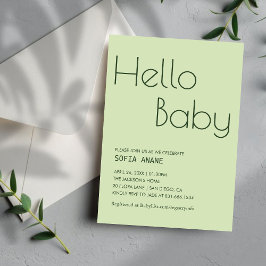 Einfache Hallo Baby Sage Green Gender Neutral Einladung
