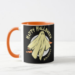 Einfache Halloween-Geistername Personalisierter Na Tasse