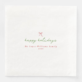 Einfache Hand gezeichnet Bow Red & Green Weihnacht Serviette