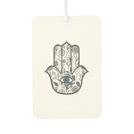 Einfache Hand gezeichnet Floral Hamsa Hand Autolufterfrischer (Vorderseite)