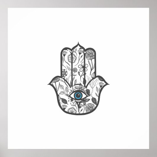 Einfache Hand gezeichnet Floral Hamsa Hand Poster (Vorne)