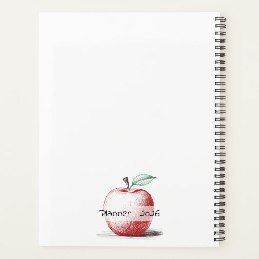 Einfache Hand gezeichnet Niedlicher roter Apple Be Planer (Rückseite)