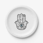 Einfache Hand gezeichnete BlumenHamsa Hand Pappteller (Vorderseite)