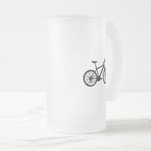 Einfache Hand gezeichnetes Fahrrad in Schwarzweiss Mattglas Bierglas (VorderseiteRechts)
