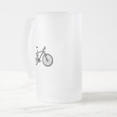 Einfache Hand gezeichnetes Fahrrad in Schwarzweiss Mattglas Bierglas (Vorderseite Links)