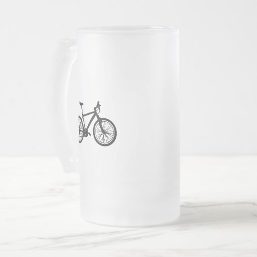 Einfache Hand gezeichnetes Fahrrad in Schwarzweiss Mattglas Bierglas (Vorderseite Links)