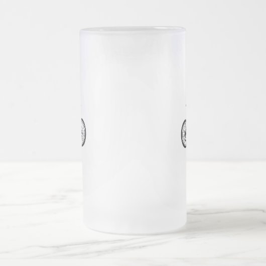 Einfache Hand gezeichnetes Fahrrad in Schwarzweiss Mattglas Bierglas (Mittel)