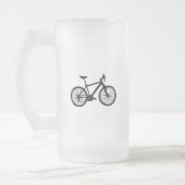 Einfache Hand gezeichnetes Fahrrad in Schwarzweiss Mattglas Bierglas (Links)