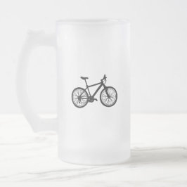 Einfache Hand gezeichnetes Fahrrad in Schwarzweiss Mattglas Bierglas