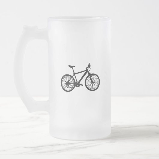 Einfache Hand gezeichnetes Fahrrad in Schwarzweiss Mattglas Bierglas (Links)