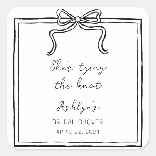 Einfache Hand gezogen Shes binden den Knoten Stick Quadratischer Aufkleber (Vorderseite)