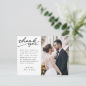 Einfache Hand Letter Foto Hochzeit Vielen Dank Postkarte (Stehend Vorderseite)