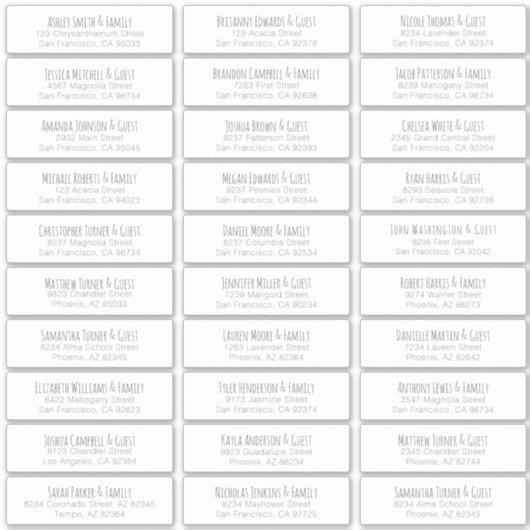 Einfache handgeschriebene Anschrift für Hochzeitgä Aufkleber (Vorderseite)