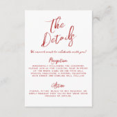 Einfache handgeschriebene Details zu Whimsical Red Begleitkarte (Vorderseite)