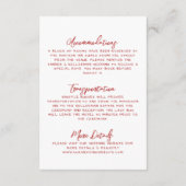 Einfache handgeschriebene Details zu Whimsical Red Begleitkarte (Rückseite)