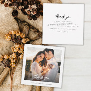 Einfache handgeschriebene Foto Hochzeit Danke Mitteilungskarte