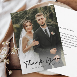 Einfache handgeschriebene Fotografie-Hochzeit Dankeskarte