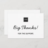 Einfache handgeschriebene Großbuchstaben mit Logo- Dankeskarte (Vorne/Hinten)