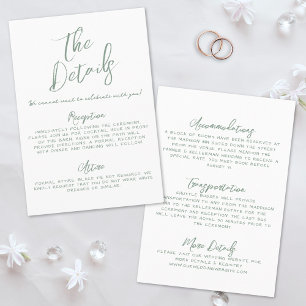 Einfache handgeschriebene grüne whimsical Hochzeit Begleitkarte