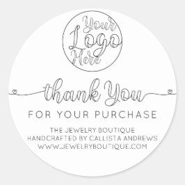 Einfache, handgeschriebene Herzen - Vielen Dank Runder Aufkleber