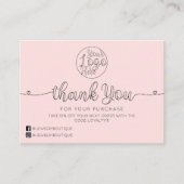 Einfache, handgeschriebene Herzen - Vielen Dank Visitenkarte (Vorderseite)